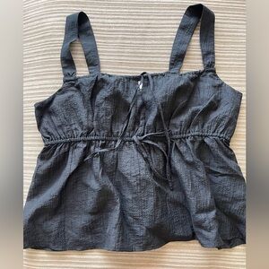 a new day Black Square-Neck Tie-Front Cami Tank